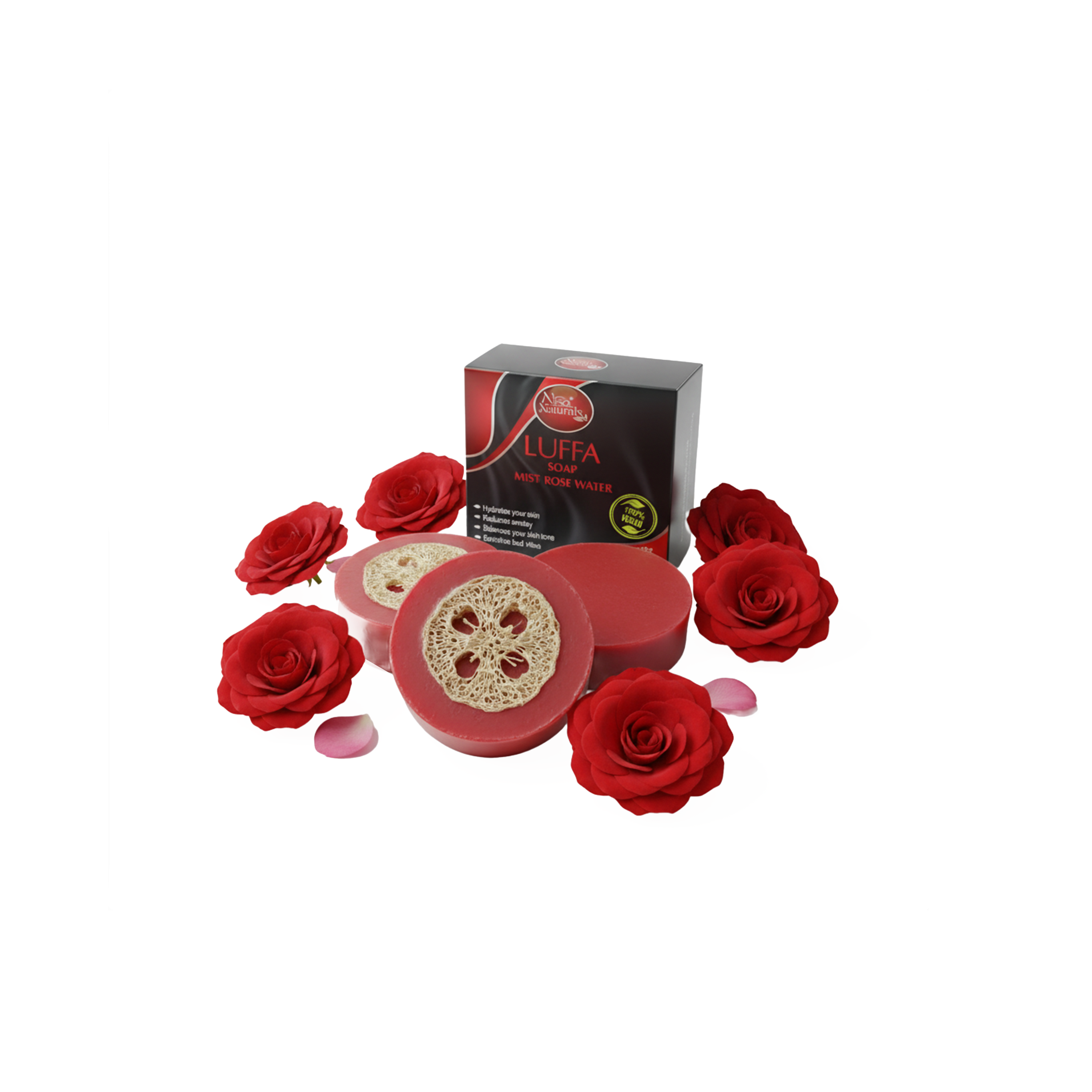 Nisa Naturals – Mist Rose Water Luffa Soap
