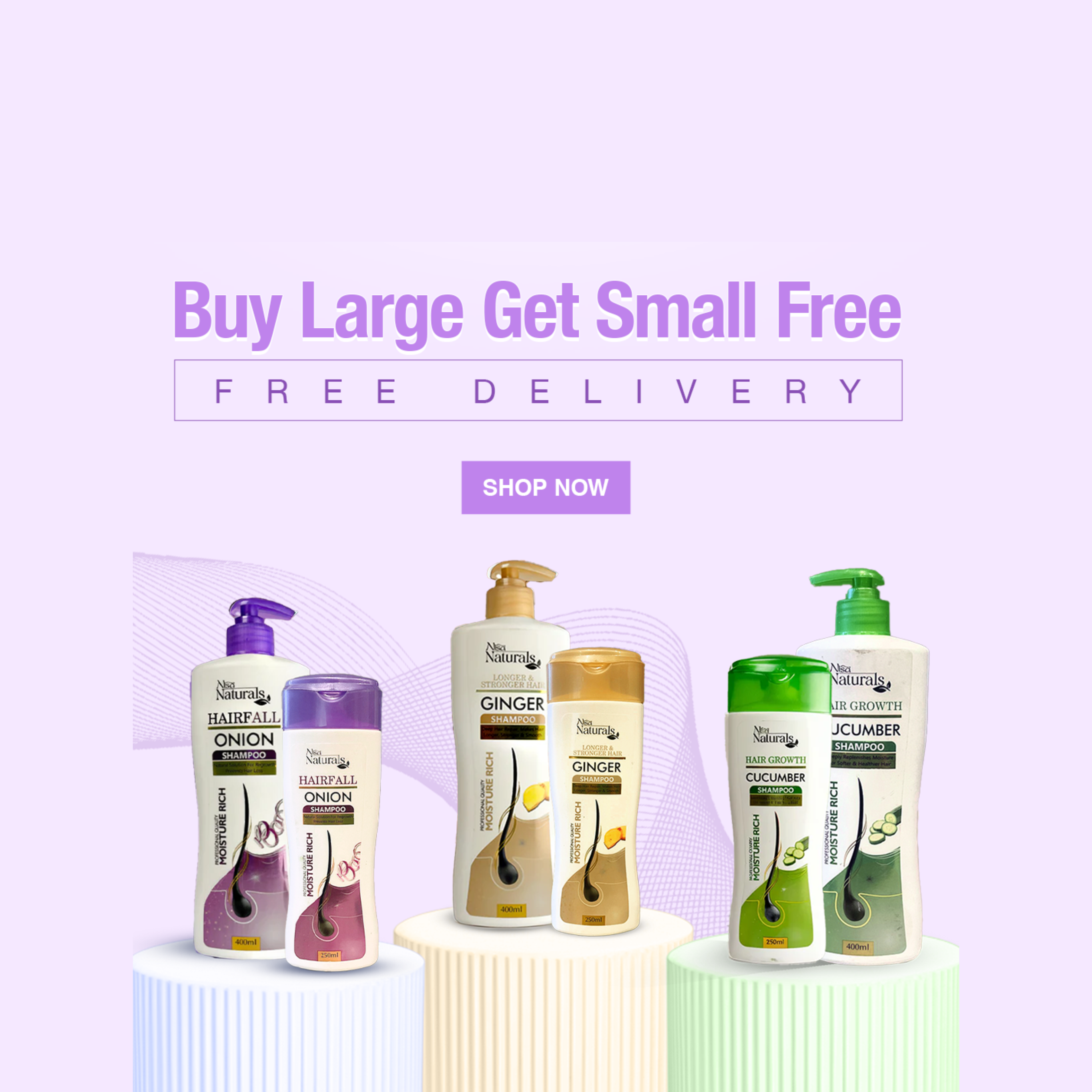 Buy Large, Shampoo – Get Small Bottle FREE! + Free Delivery