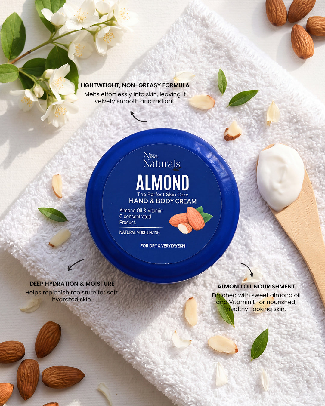 Almond Cream 250ml - Face, Hand & Body