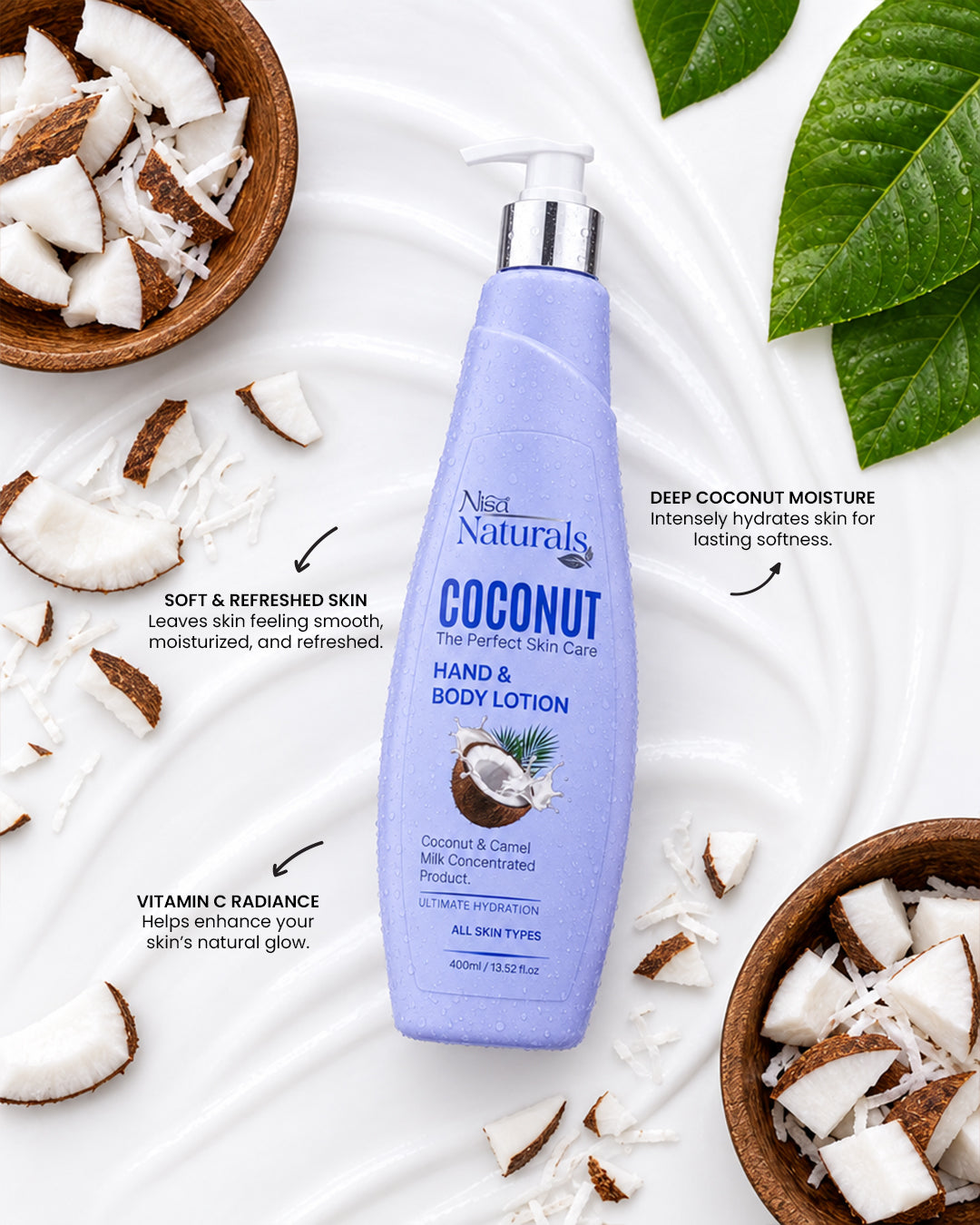 Coconut Lotion 400ml - Face, Hand & Body